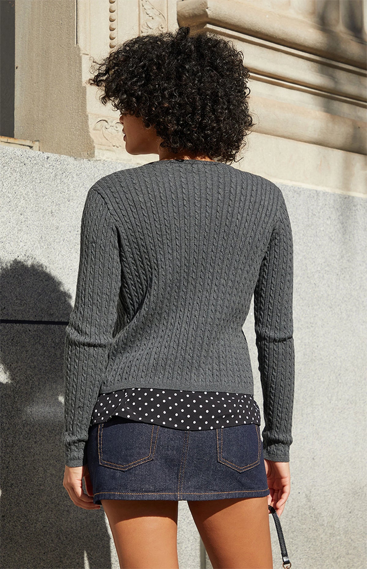 BRANDY Zoe Cable Knit Cardigan  -DARK GRAY