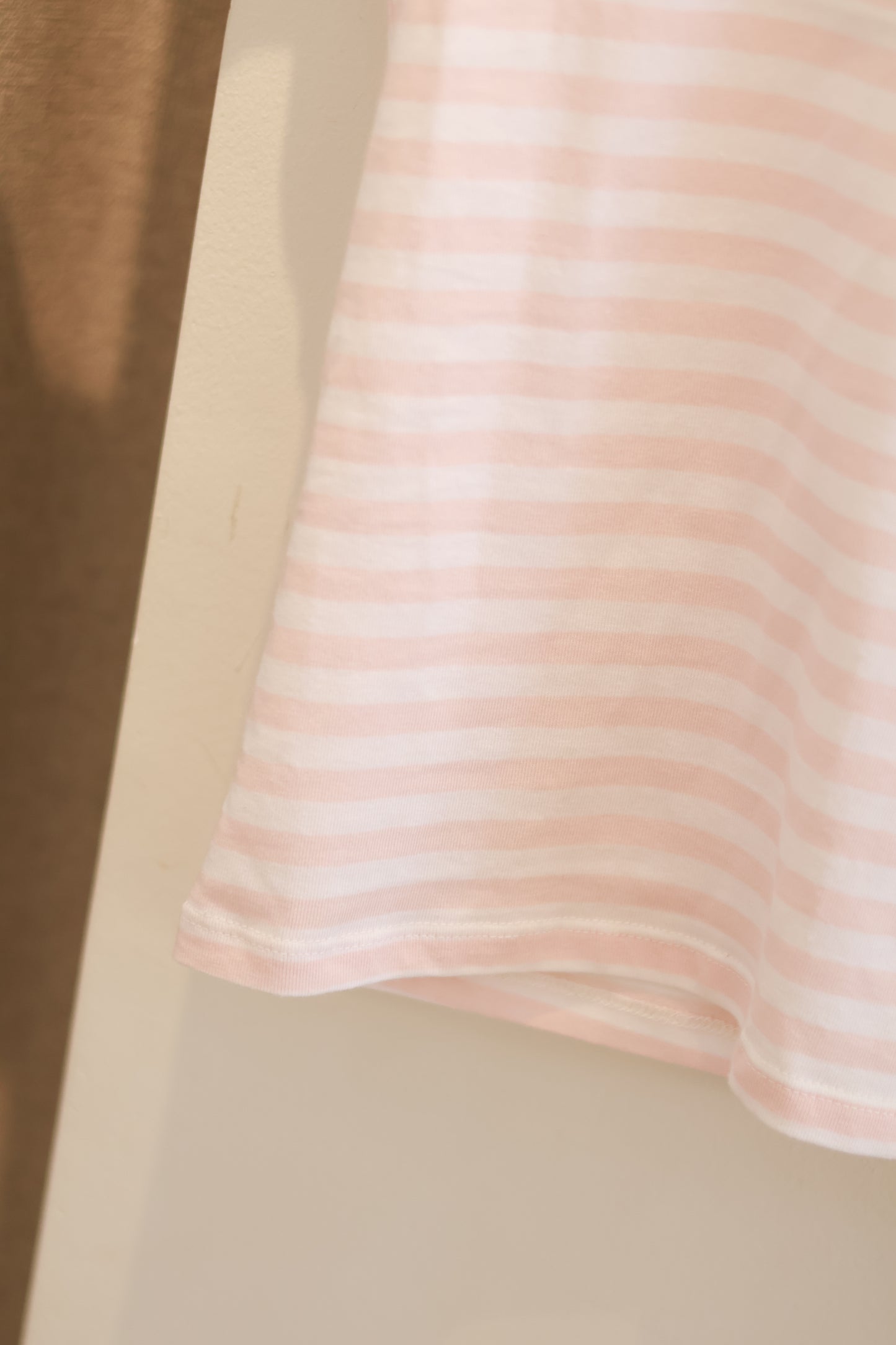 SUBDUED U-Neck Stripe Top - Pink White Stripe
