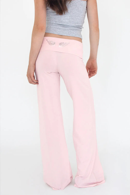 SUBDUED PINK WINGS Low Waist Pants
