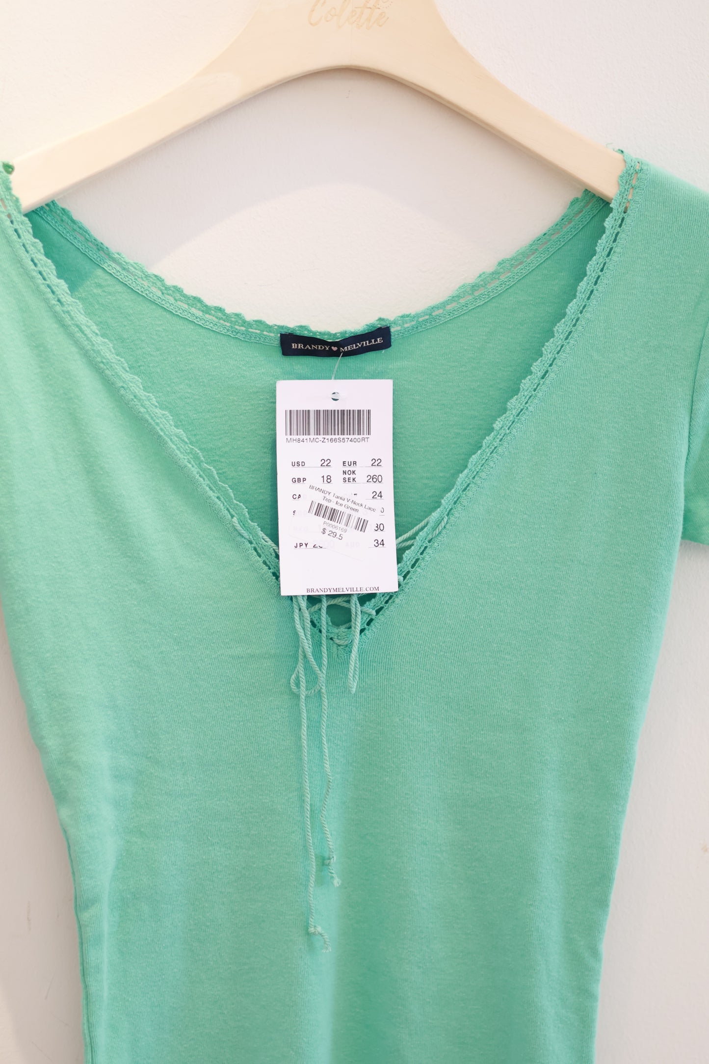 BRANDY Tania V-Neck Lace Top - Ice Green