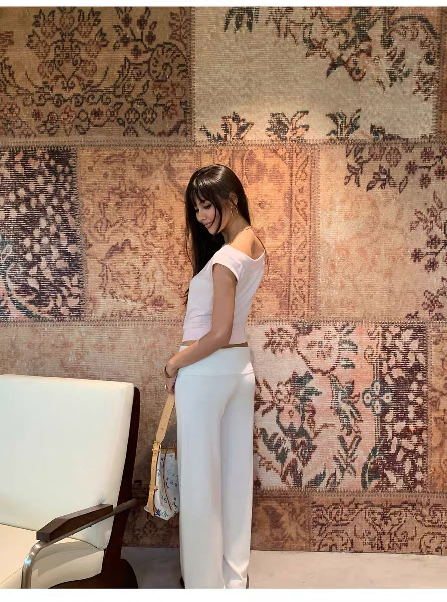 AUD White Foldover Pants