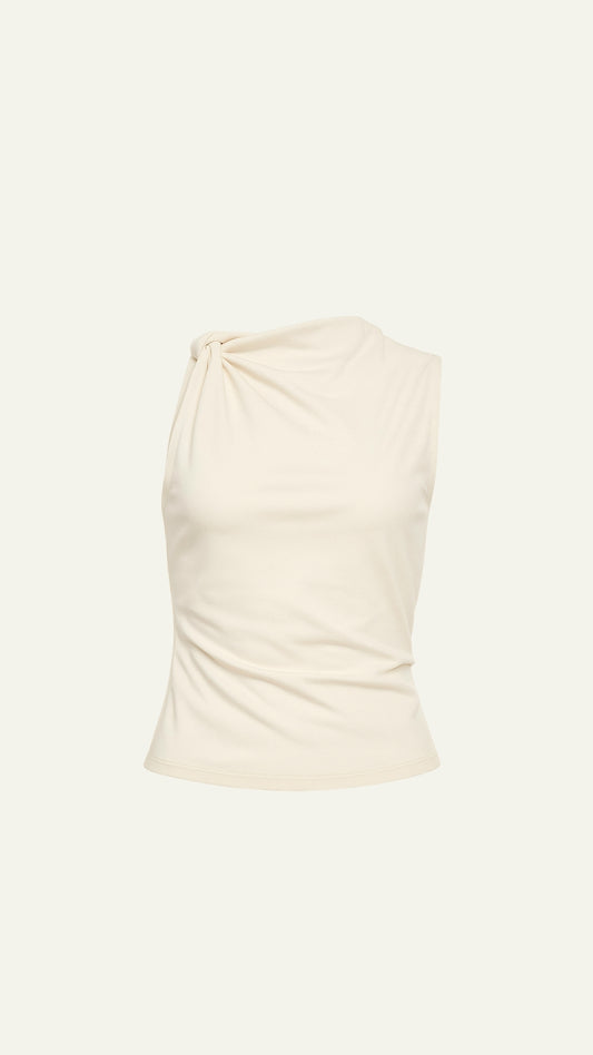 boat neck twist sleeveless top