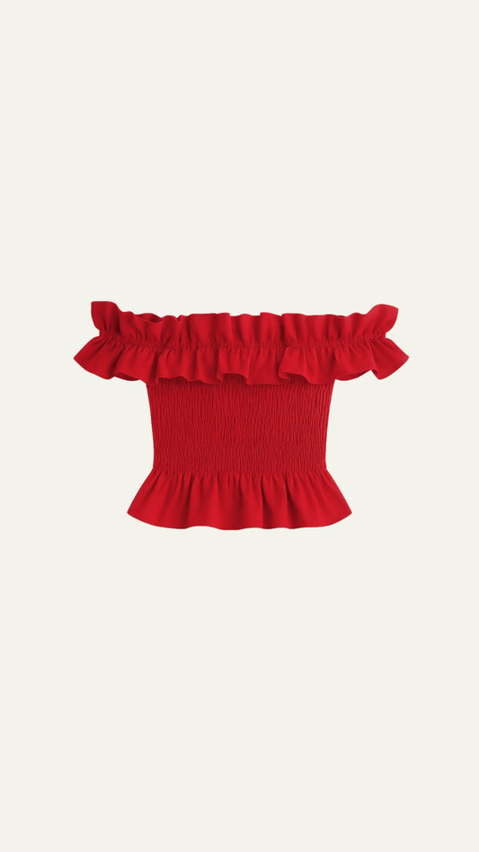 RED OFF SHOULDER TOP