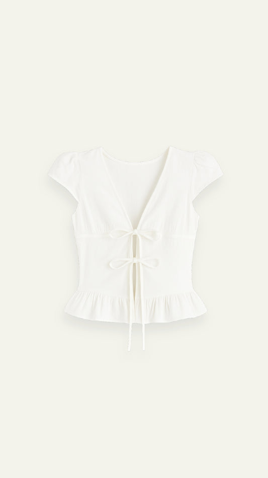 SHORT SLEEVE DESIGNED BLOUSE