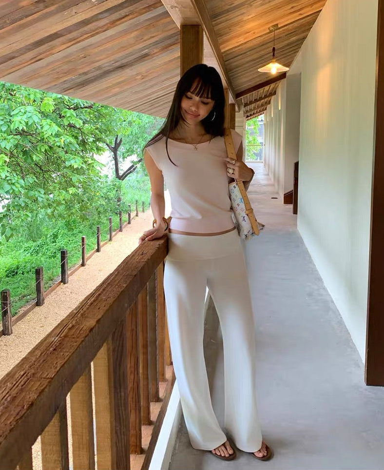 AUD White Foldover Pants