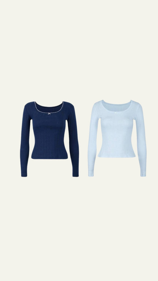 BLUE DETAIL LONG SLEEVE TOP