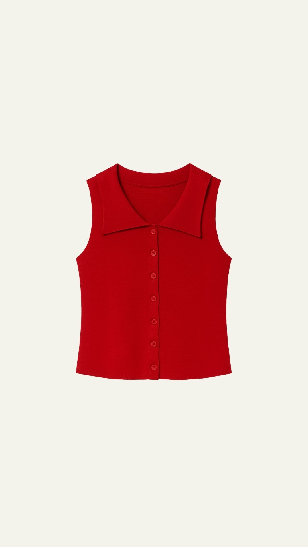 RED SLEEVELESS POLO TOP