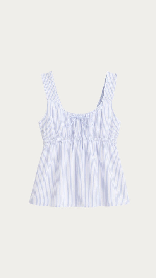 Cotton ruched babyblue top