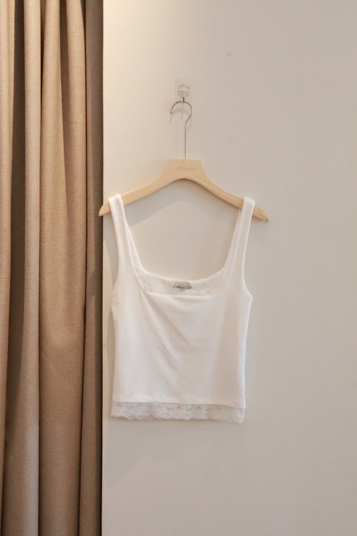 SUBDUED White Tank Top- Lace