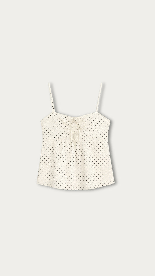 Cream polkadot top