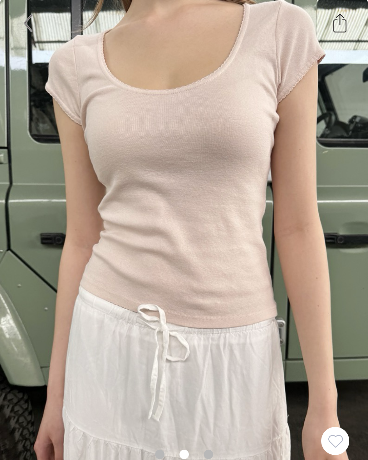 brandy Lesley Scalloped Top- light pink