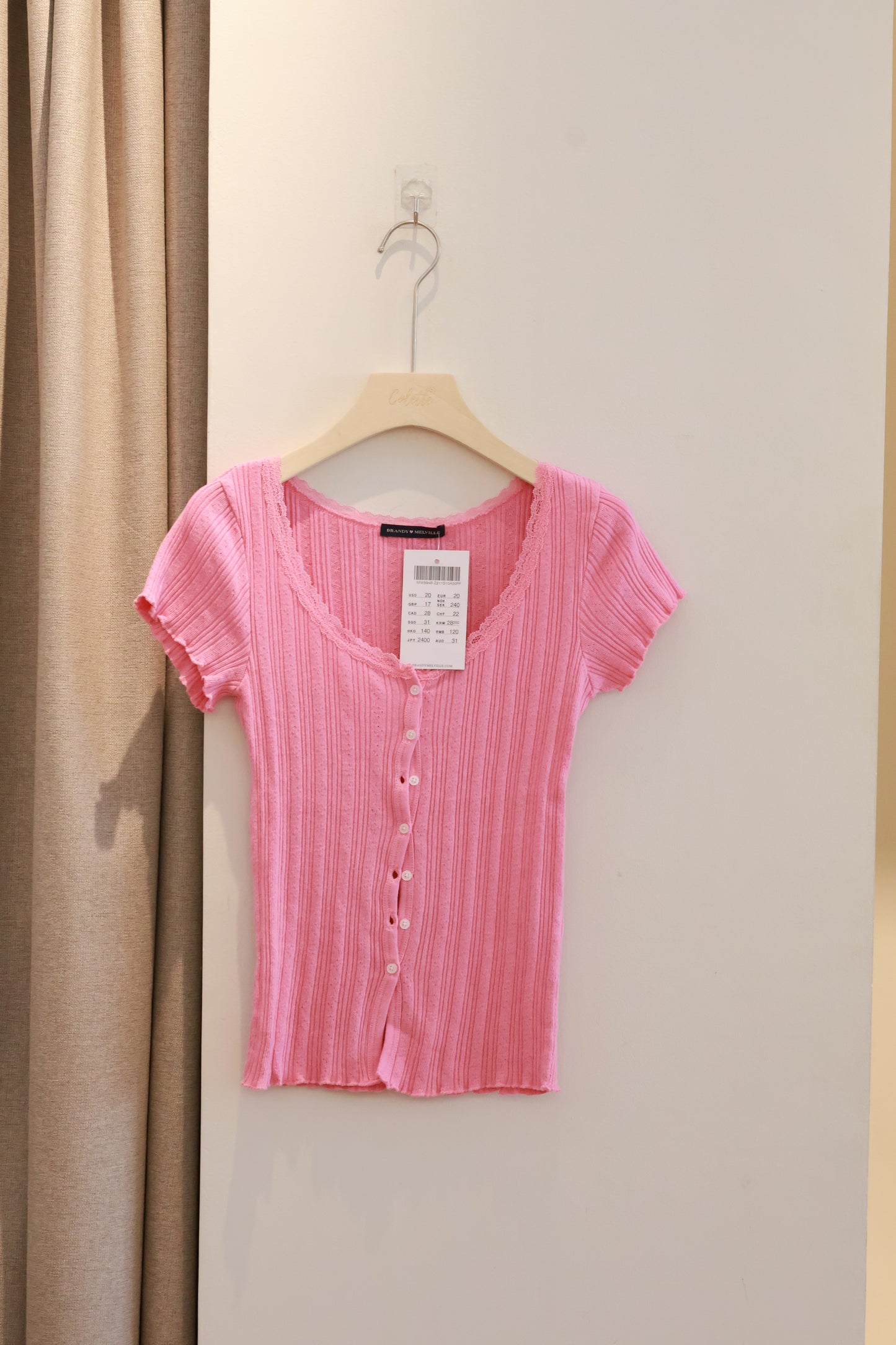 BRANDY Zelly Eyelet Top  -PEACH PINK