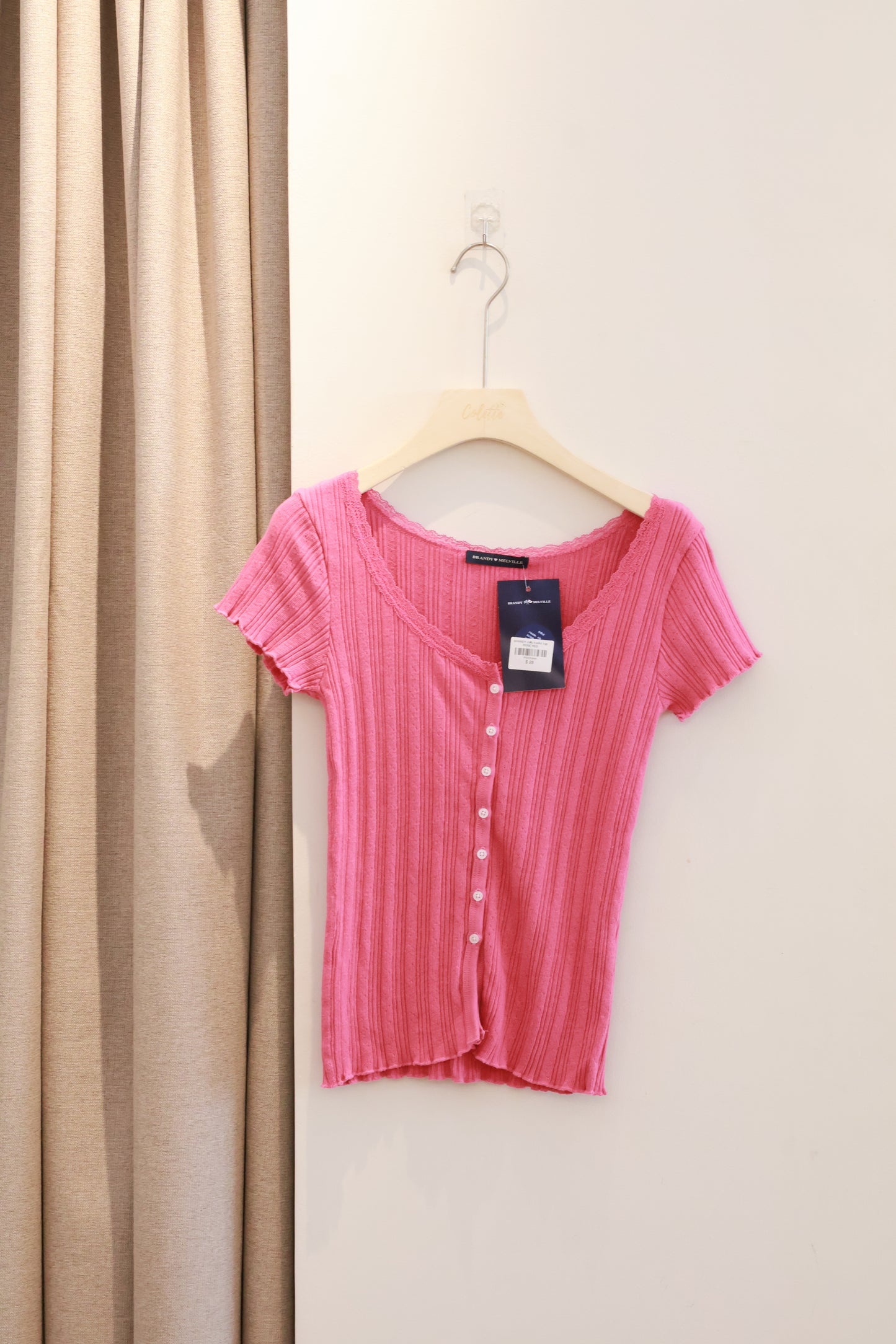 BRANDY Zelly Eyelet Top  -ROSE RED