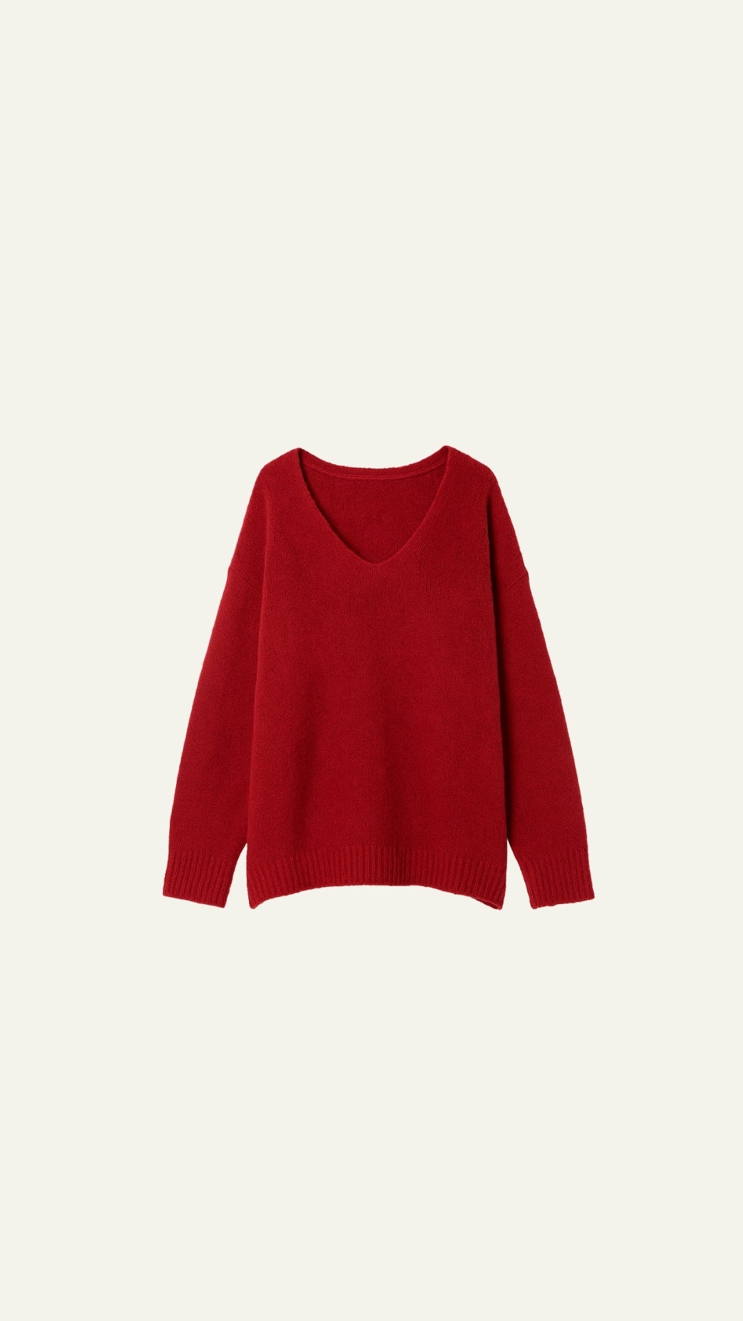 RED V CUT SWEATER