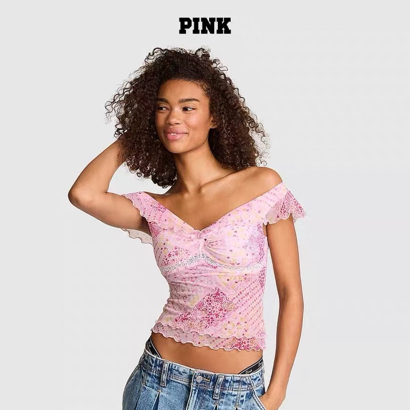 VICTORIA’S SECRET Pink Floral Lace Top