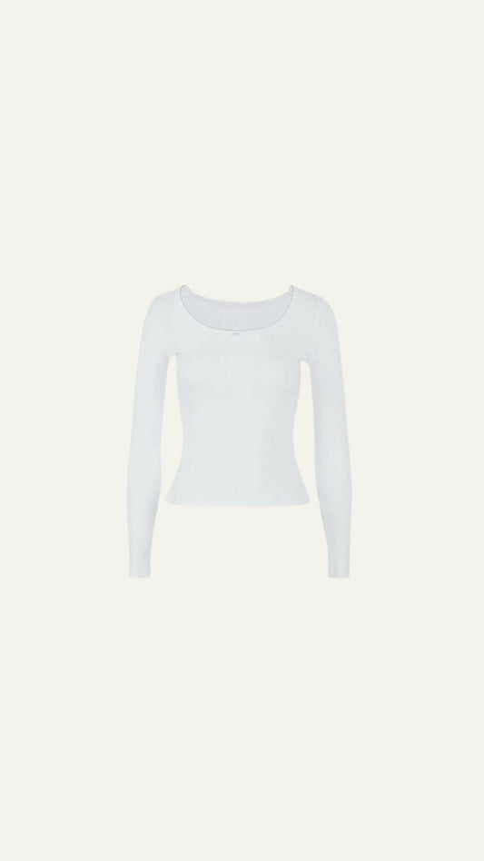 DETAIL WHITE LONG SLEEVE TOP