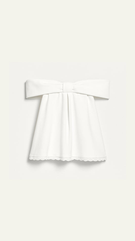 Ribbon off shoulder white top