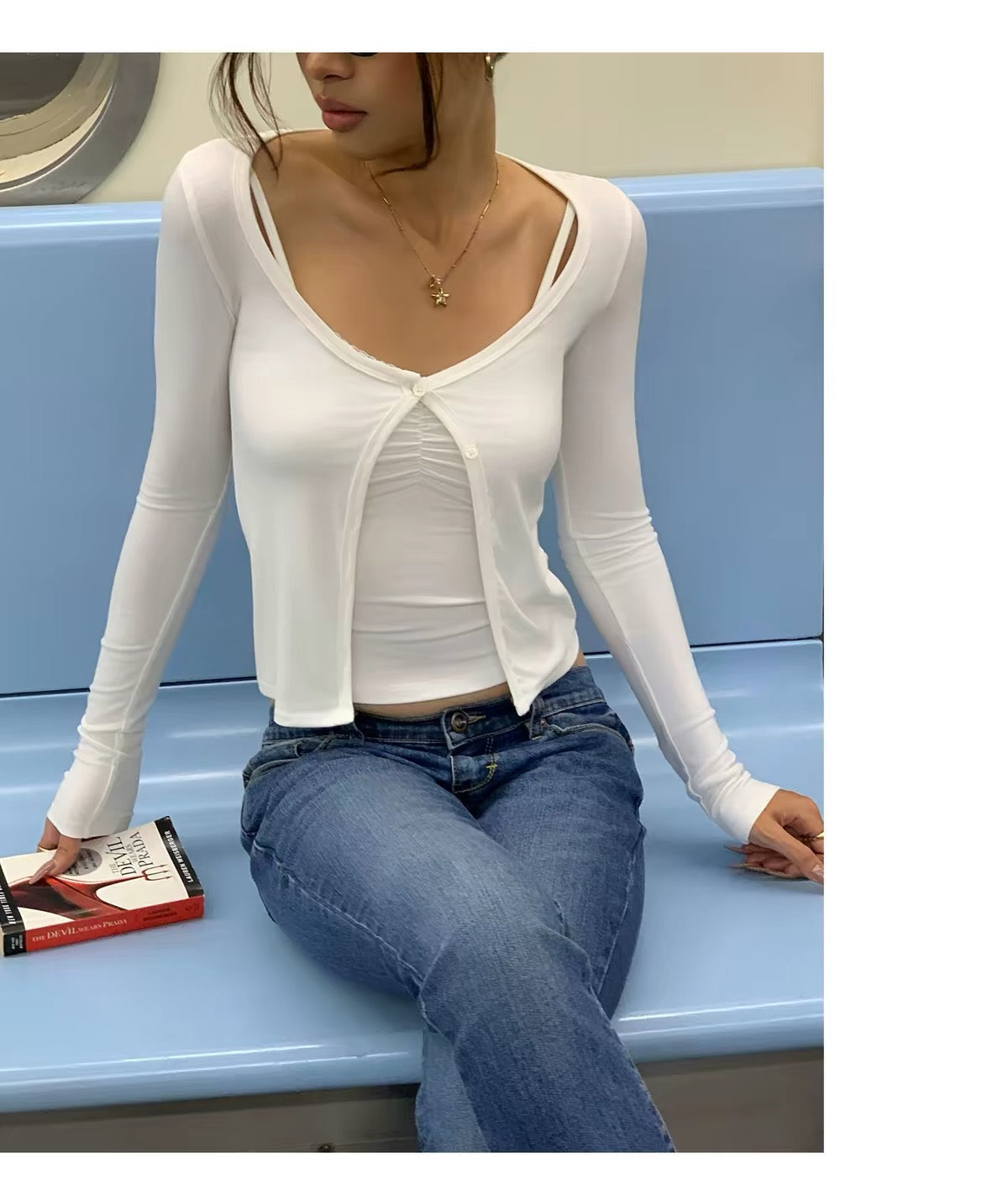 AUD  Two-Piece Long Sleeve Lace Top