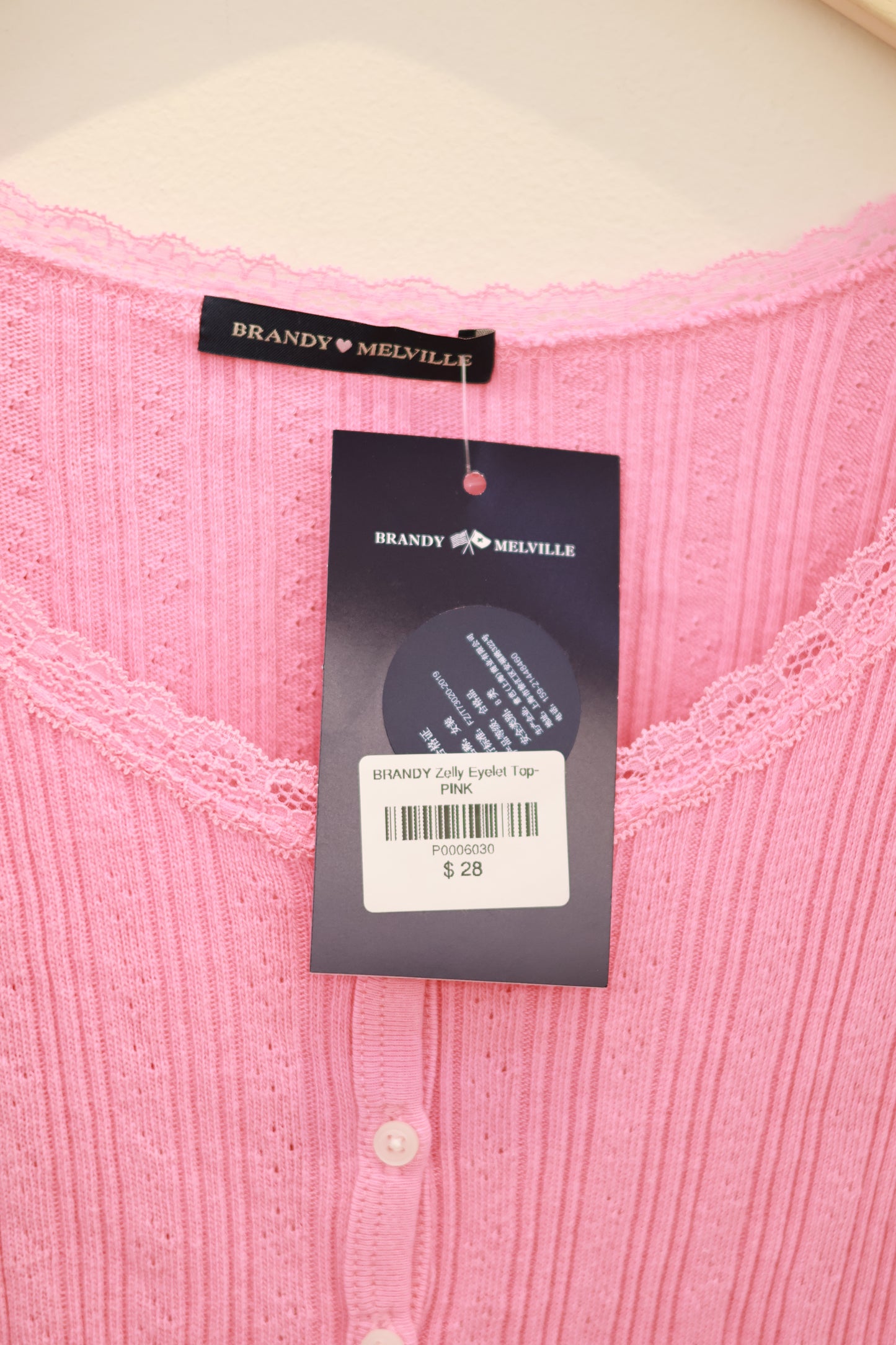 BRANDY Zelly Eyelet Top- PINK