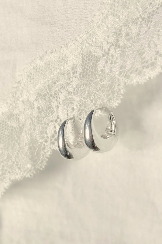 BRANDY THICK SILVER HOOP EARRINGS