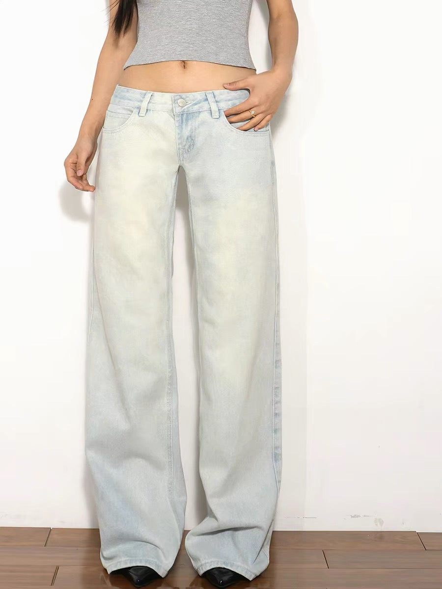 Pale Light Wash Straight Jeans