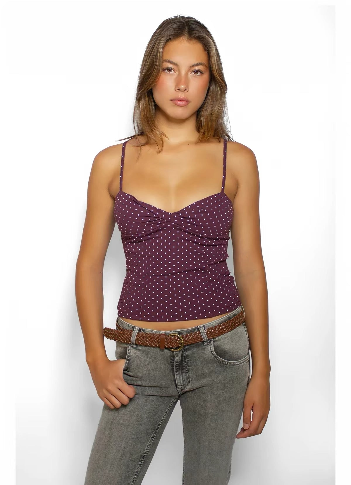 SUBDUED Polka Dot Strap Tank  -PURPLE