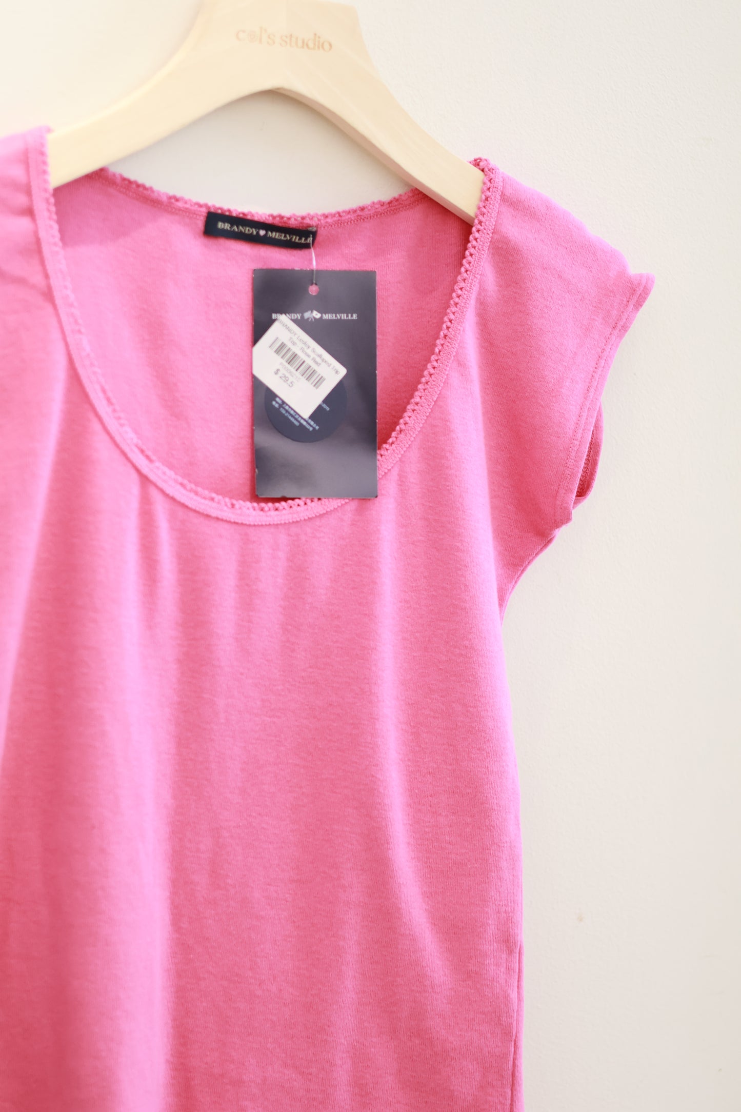 BRANDY Lesley Scalloped Trip Top - Rose Red