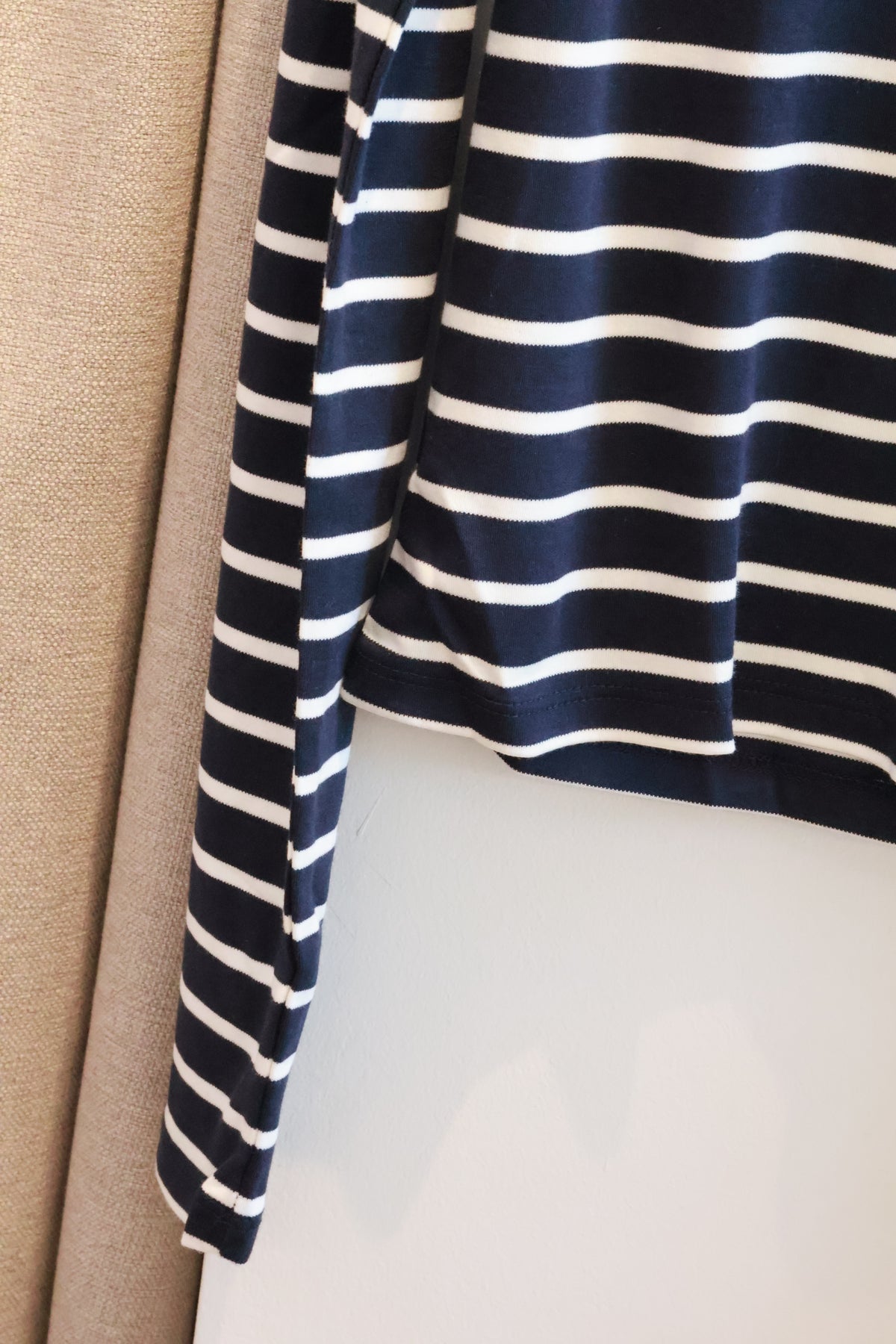 SUBDUED Off-Shoulder Striped Long Sleeve Top