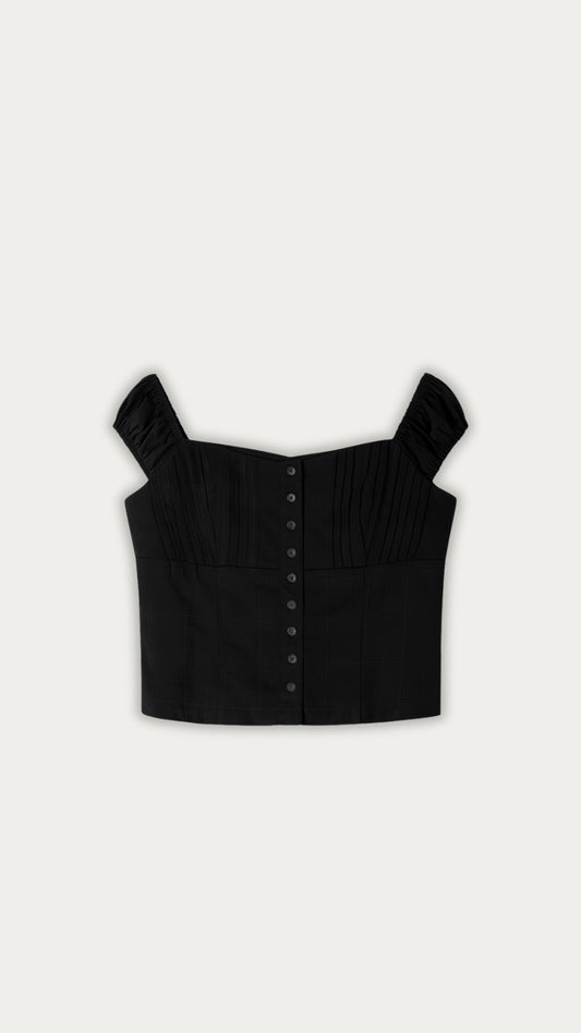 Black buttons off shoulder top
