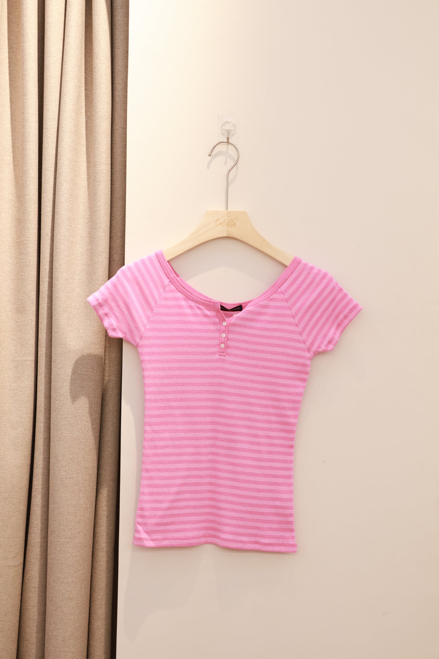 BRANDY Ginny Striped buttons Top - Pink