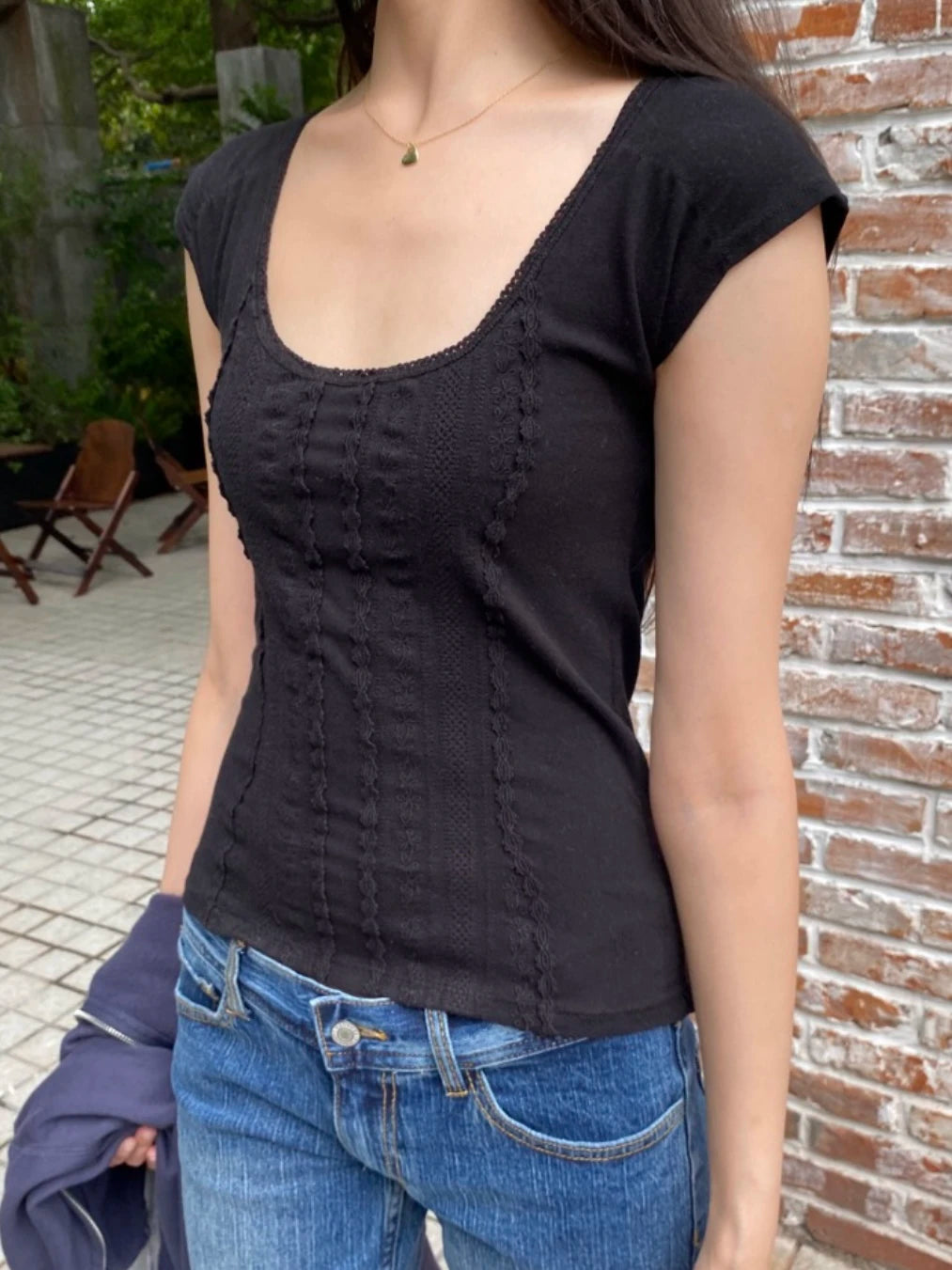 BRANDY Lesley Lace Top- black