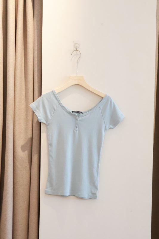 BRANDY Zelly Top  -OFF -LIGHT BLUE