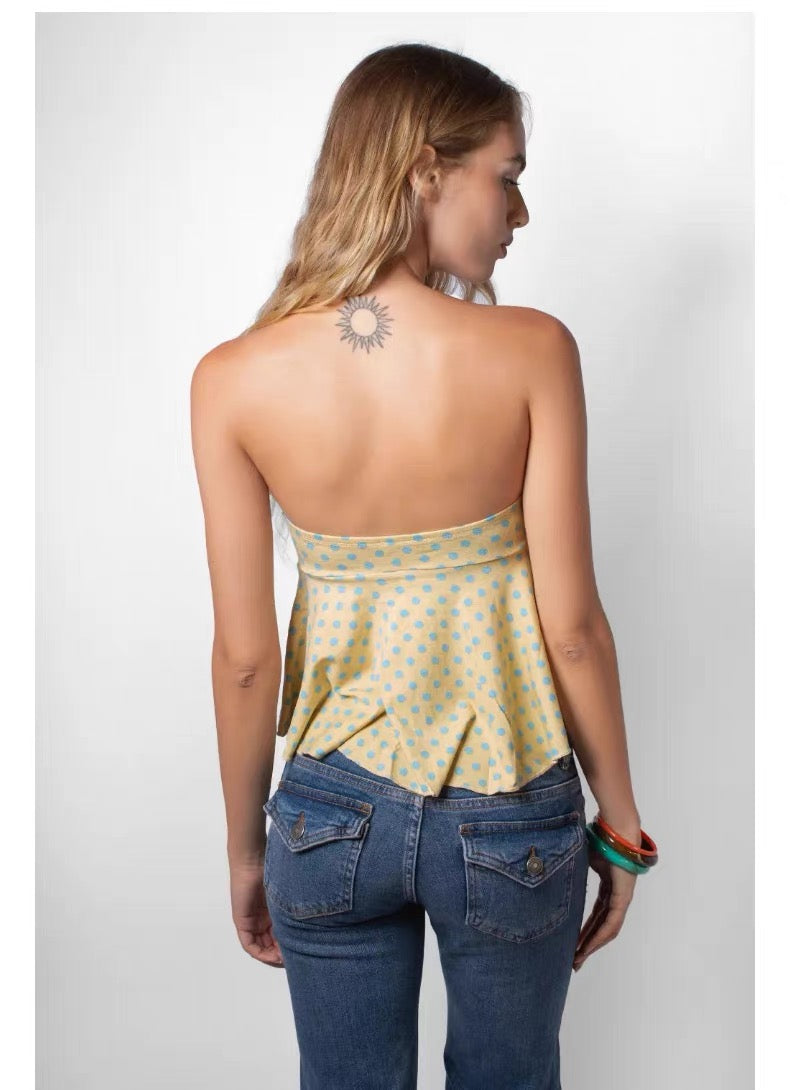 SUBDUED Tube Top - Yellow Blue Polka Dot
