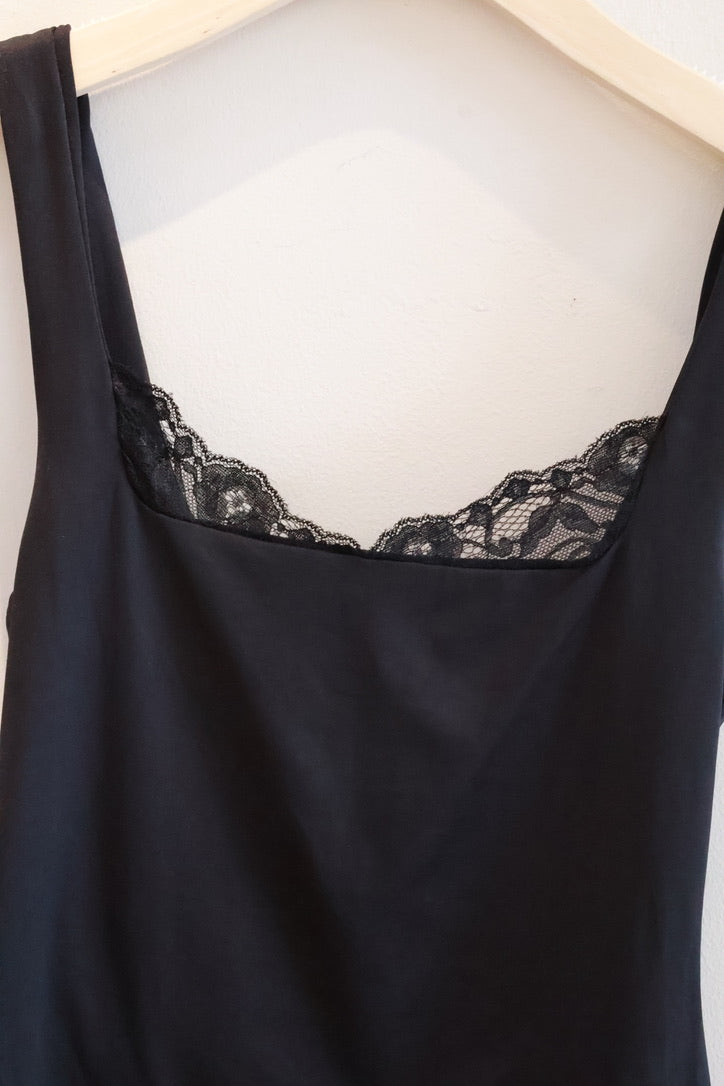 SUBDUED Lace Strap Tank  -BLACK