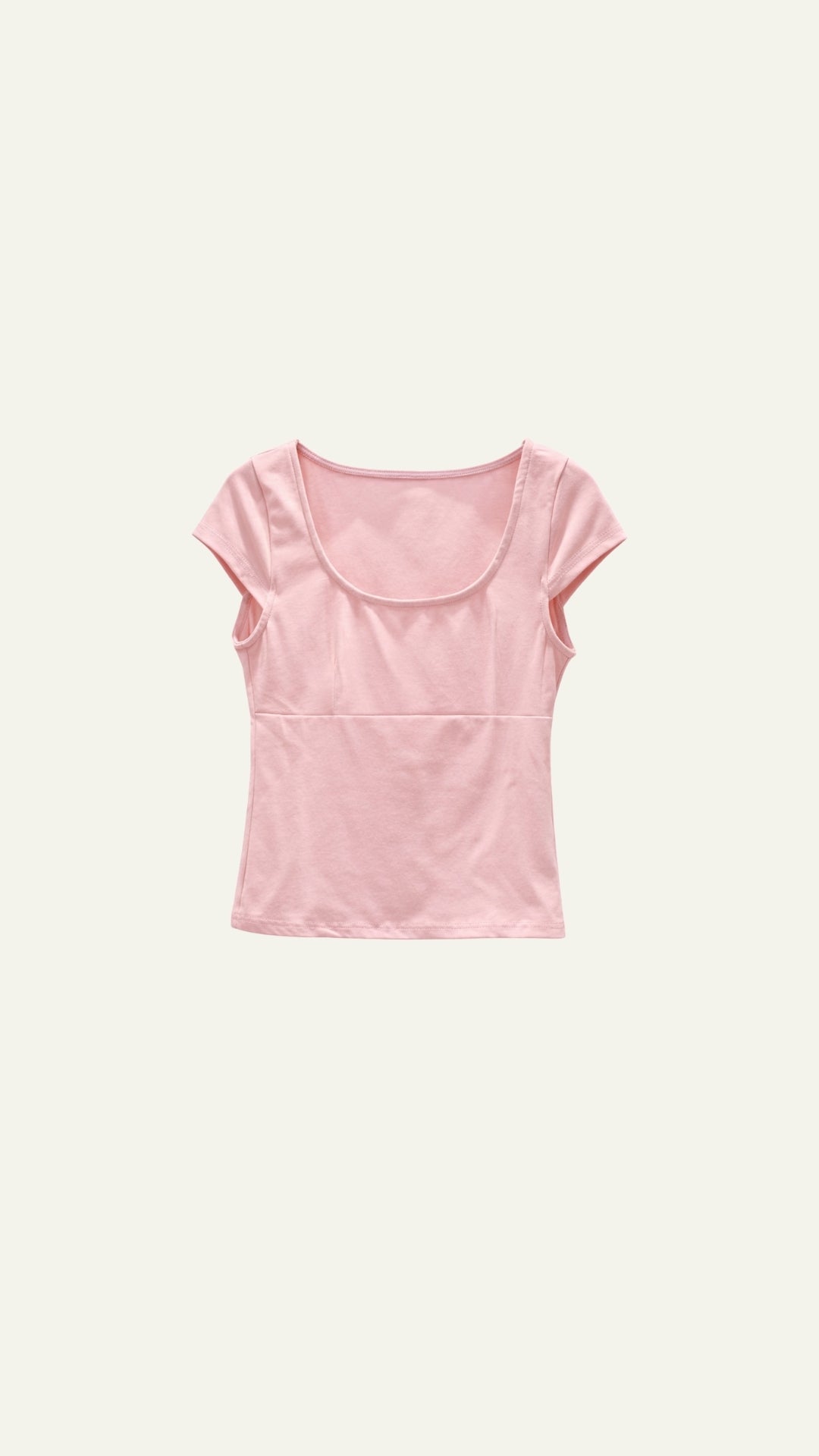 pink U neck top