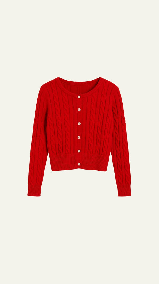 RED KNITTED CARDIGAN