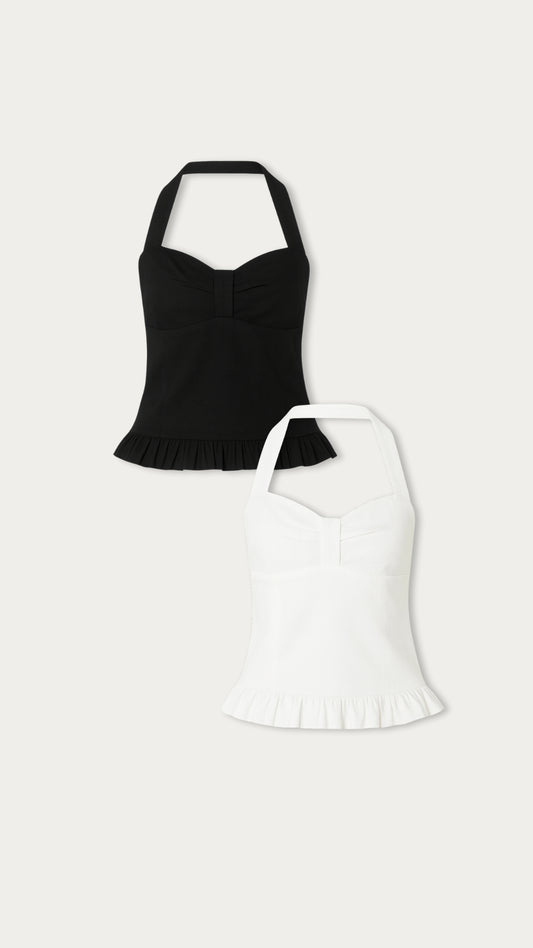 Bow neck halter top
