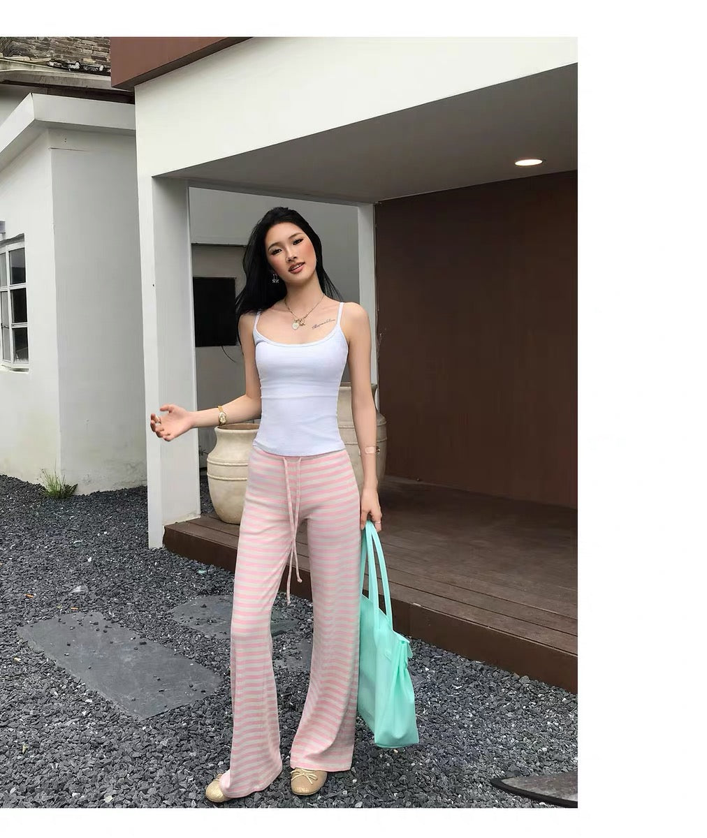 AUD Pink Drawstring Striped Pants