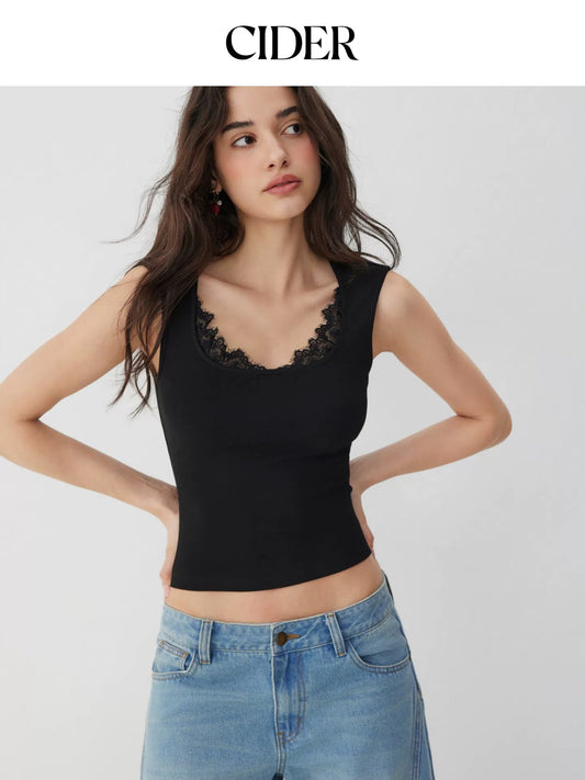 CIDER BLACK LACE TANK TOP