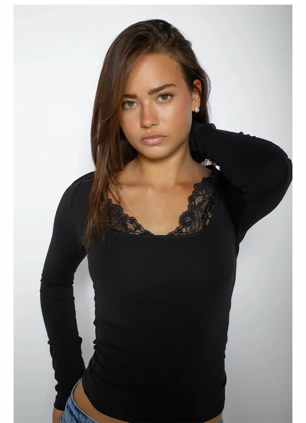 Subdued Black Lace Long Sleeve Top