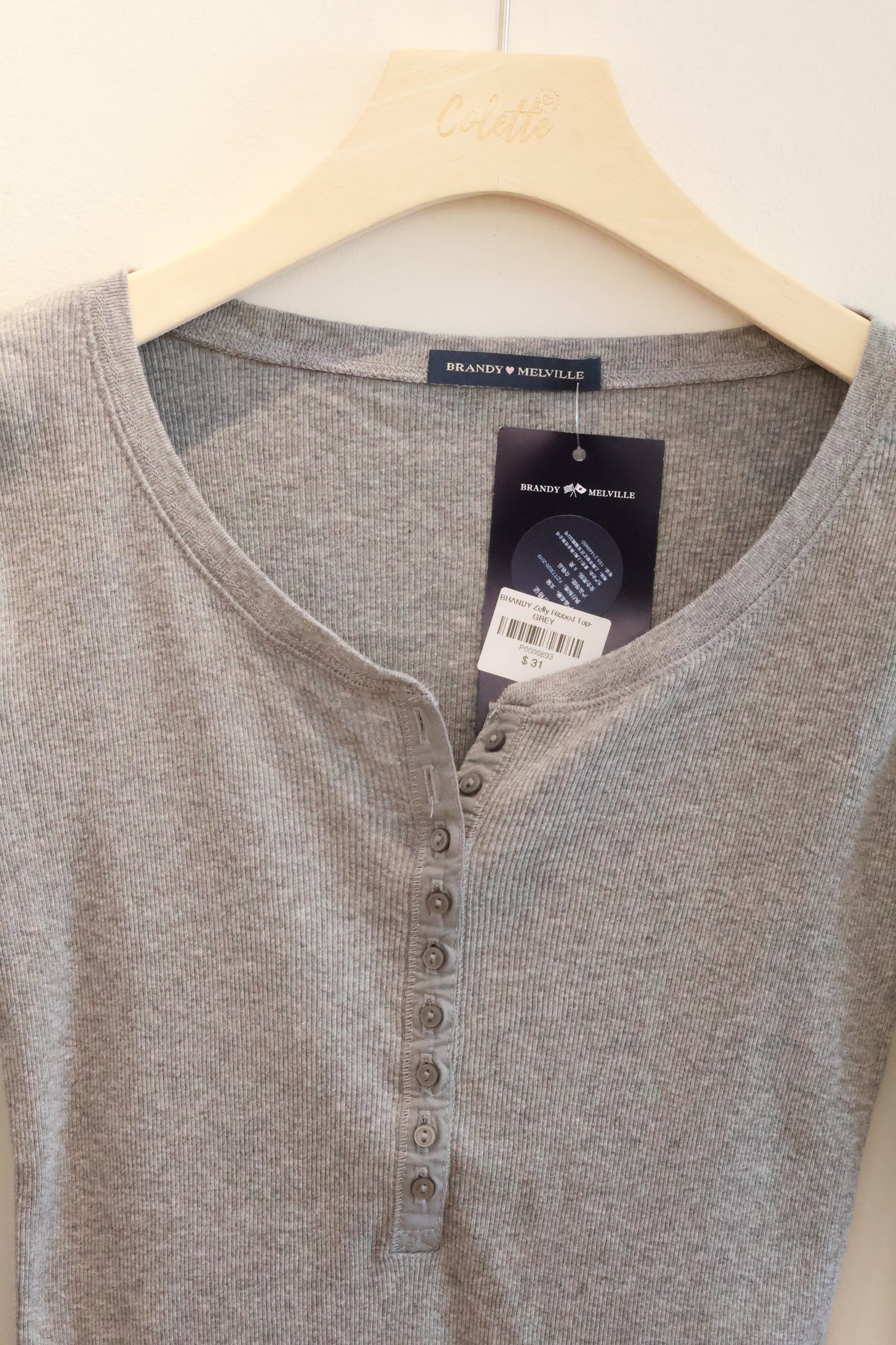 BRANDY Zelly Ribbed Top- GREY