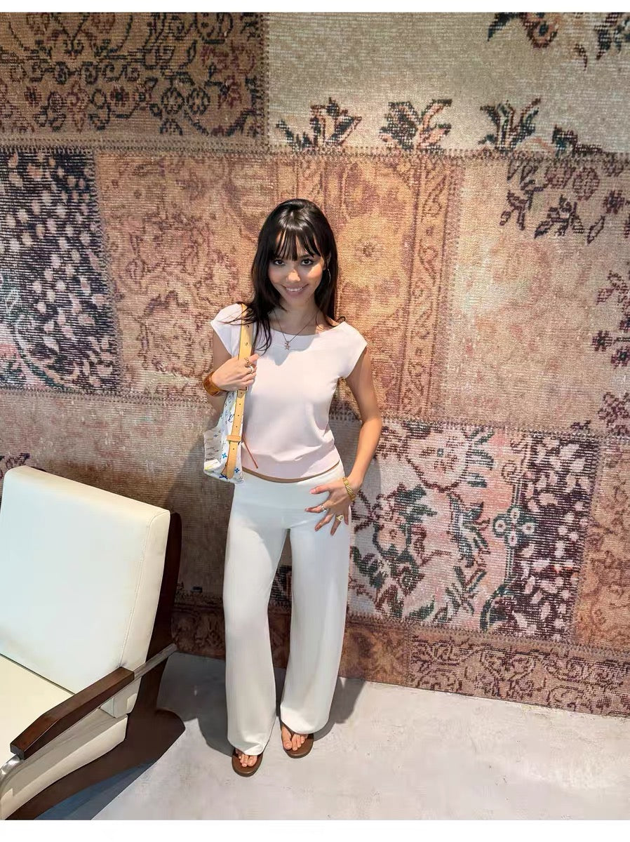 AUD White Foldover Pants