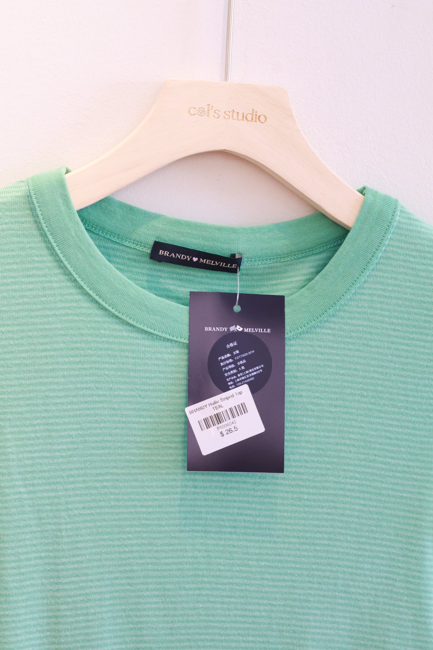 BRANDY Hailie Striped Top  -TEAL