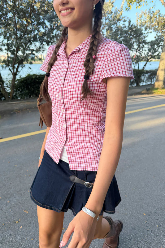 brandy Rue Plaid Top- pink gingham