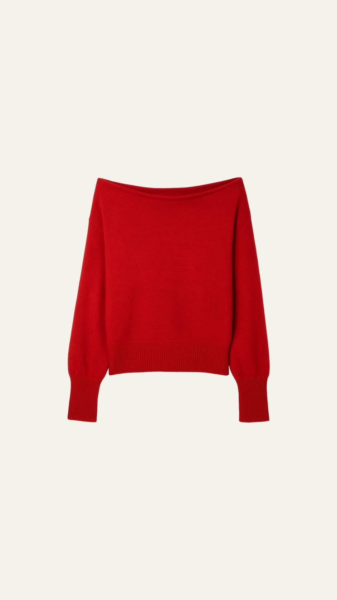 RED HALF SHOULDER SWEATER