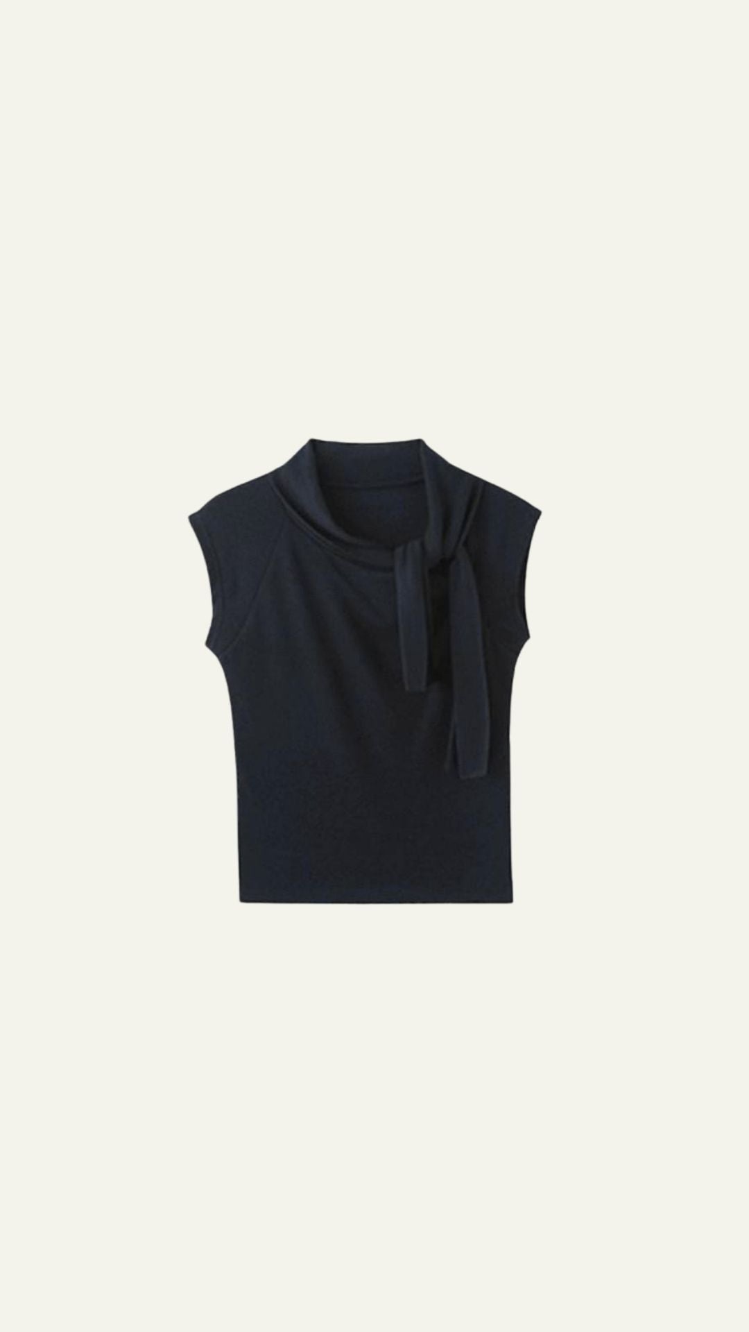Navy sleeveless bow top