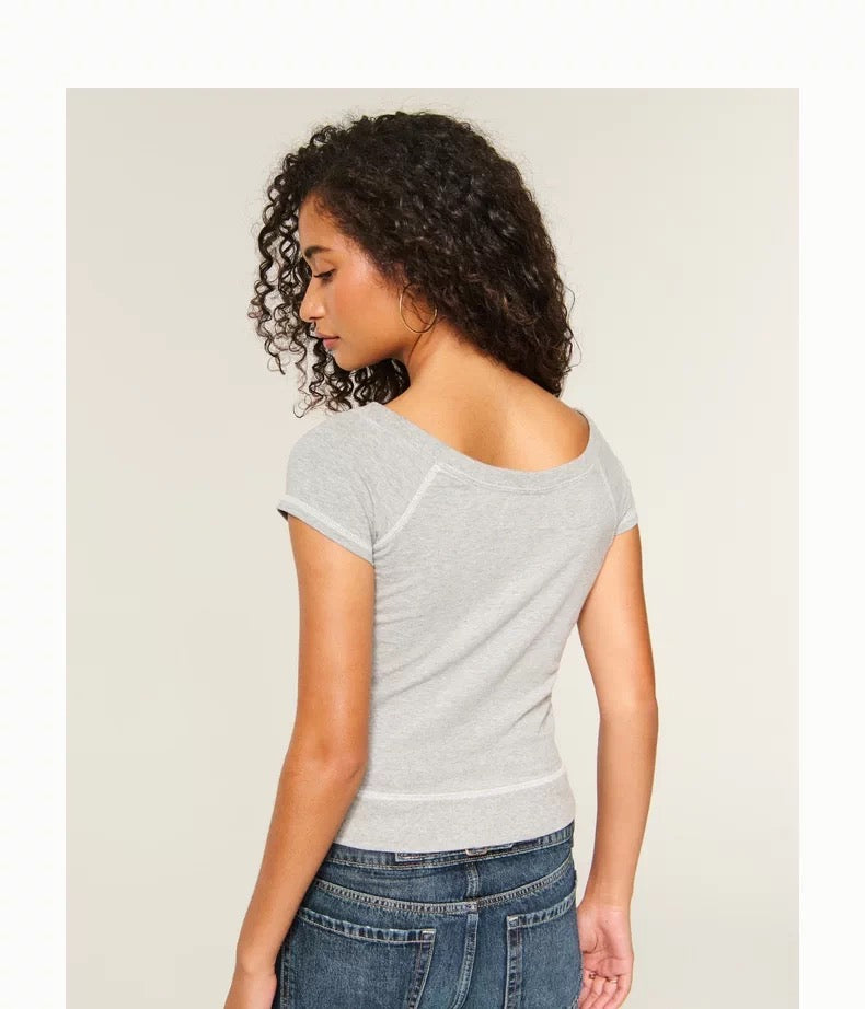 Hollister Grey Logo Baby Tee