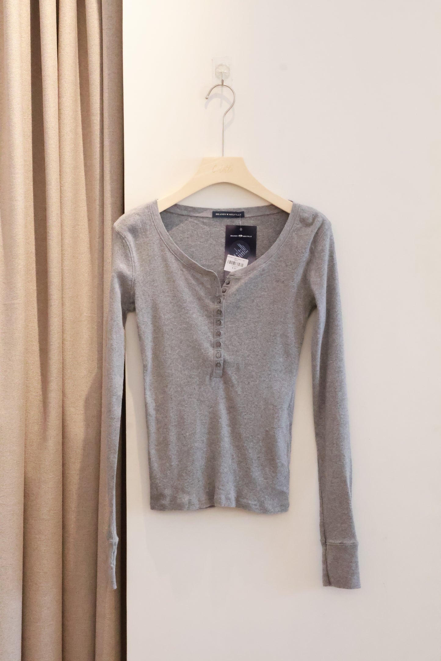 BRANDY Zelly Ribbed Top- GREY