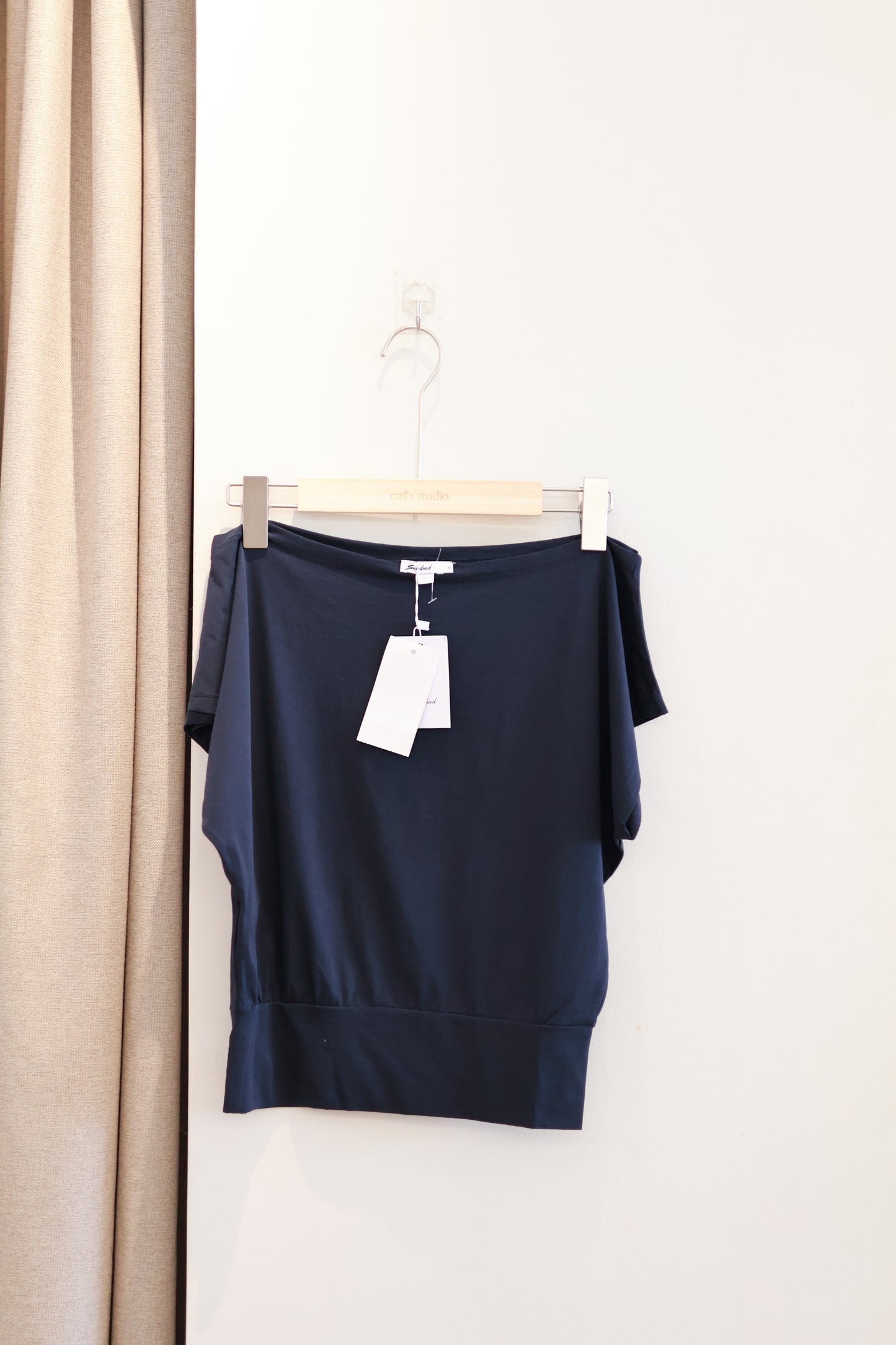 SUBDUED Wide Shoulder Top - Navy