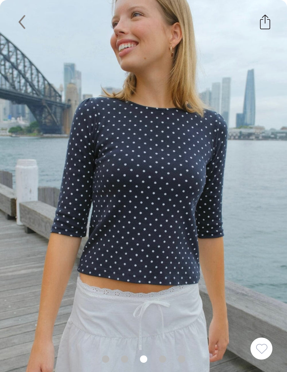 BRANDY Jennie Polka Dots Top- NAVY